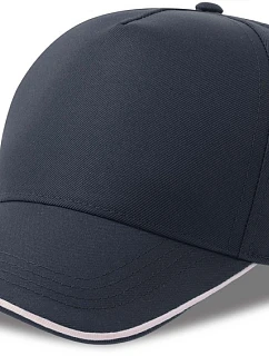 Atlantis Headwear Recy Five Piping – 5-panelová sendvičová čiapka s výšivkou 33.0282 tmavomodrá/biela