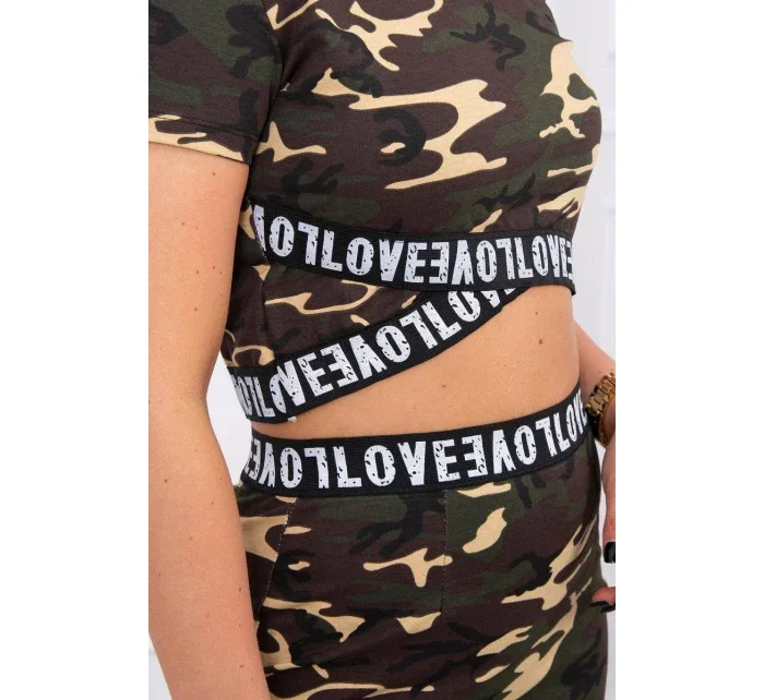 Súprava blúzky so sukňou moro khaki+hnedá