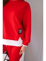 Dámska súprava maslovej farby s voľnou mikinou a teplákmi červená Dámska súprava maslovej farby s voľnou mikinou a teplákmi červená