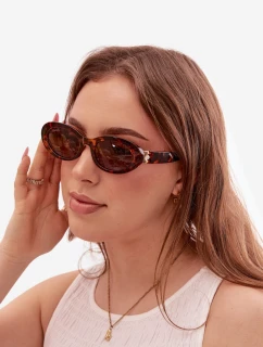 Dámské sluneční brýle s perlami Hnědé