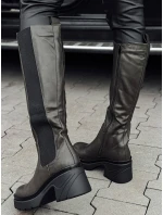 dámské dlouhé zelené kozačky Dstreet model 21981463 - FashionStreet