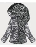 Obojstranná šedá dámska bunda s kapucňou (B9793-70)