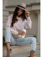 Oranžová dámska bavlnená mikina s bodkami (784)