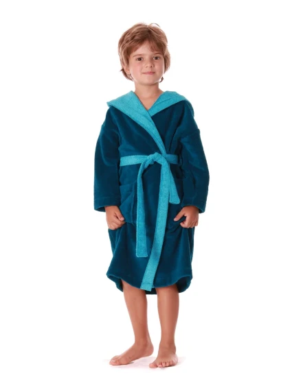 Detský župan Tampa duo s kapucňou 9159 petrol - Vestis Detský župan Tampa duo s kapucňou 9159 petrol - Vestis