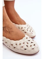 Ażurowe Błyszczące Baleriny Damskie Beżowe Visionary Ażurowe Błyszczące Baleriny Damskie Beżowe Visionary