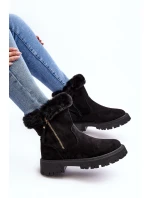 Botky Zamszové Dámské S Kožíškem Černá model 21635838 - EVENTO