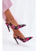 Zdobione Sandały Na Szpilce W Róże Czarne Vevessa