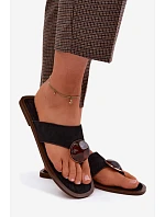 Dámské ploché žabky Černé Eko semiš model 22125642 - Boto