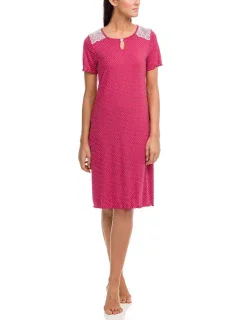 Dámska nočná košeľa 12142-44 červená-puntík - Vamp