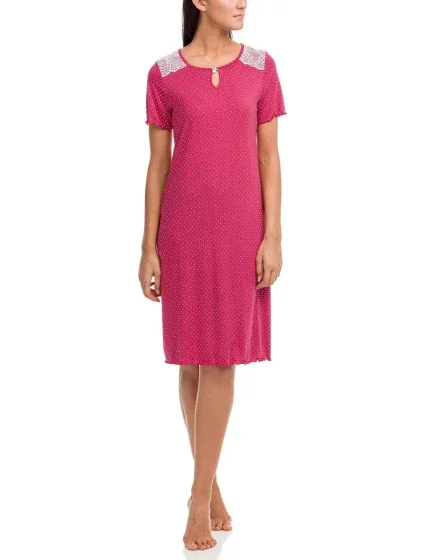 Dámska nočná košeľa 12142-44 červená-puntík - Vamp