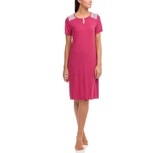 Dámska nočná košeľa 12142-44 červená-puntík - Vamp