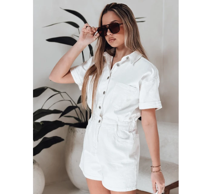 bílý džínový krátký overal Dstreet model 21988009 - FashionStreet bílý džínový krátký overal Dstreet model 21988009 - FashionStreet