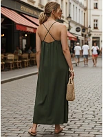 Dámske letné maxi šaty s viskózou, zelené, FashionStreet EY2661 Dámske letné maxi šaty s viskózou, zelené, FashionStreet EY2661