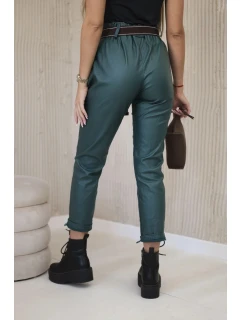Voskované nohavice s opaskom zelené