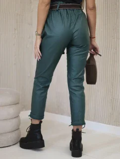 Voskované nohavice s opaskom zelené
