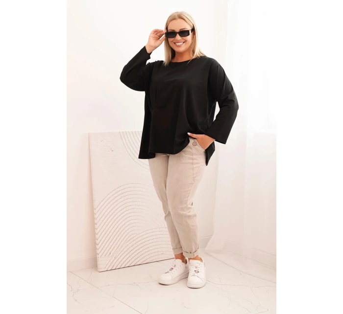 Dámska blúzka v nadmernej veľkosti s bavlnou, vreckom a vyhrnutými rukávmi kiwi Dámska blúzka v nadmernej veľkosti s bavlnou, vreckom a vyhrnutými rukávmi kiwi