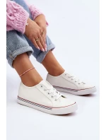 Damskie Trampki Z Eko Skóry Białe Lirean