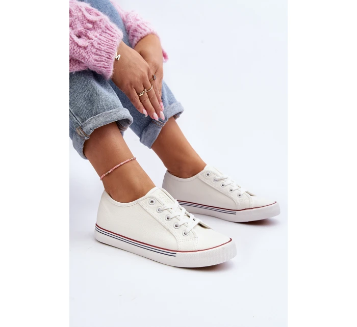 Damskie Trampki Z Eko Skóry Białe Lirean