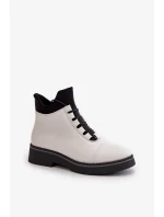 Dámske zateplené členkové topánky z eko kože White Dámske zateplené členkové topánky z eko kože White