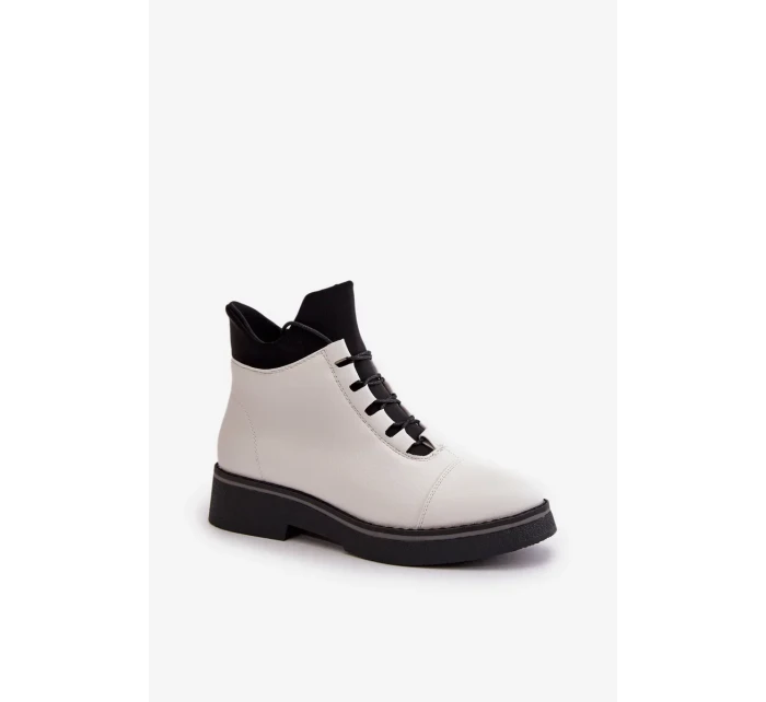 Dámske zateplené členkové topánky z eko kože White Dámske zateplené členkové topánky z eko kože White