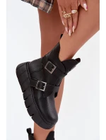 Dámske členkové topánky s remienkami a prackami Vinceza - čierne