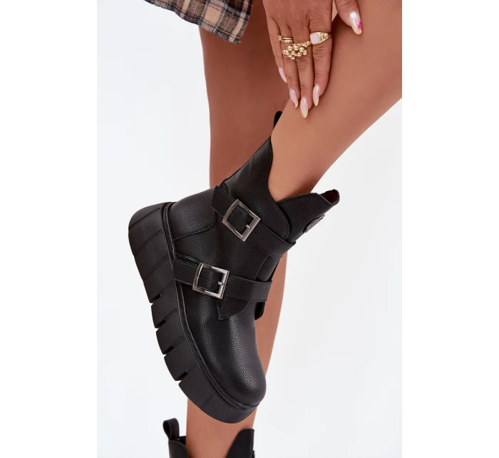 Dámske členkové topánky s remienkami a prackami Vinceza - čierne