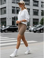 Dámske cyklistické šortky s vysokým pásom, béžové, FashionStreet SY0571