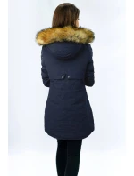 Tmavomodro-šedá obojstranná dámska zimná bunda s kapucňou (w213) Tmavomodro-šedá obojstranná dámska zimná bunda s kapucňou (w213)