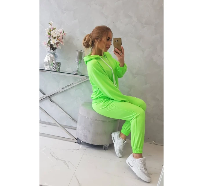 Súprava mikiny s kapucňou neónovo zelená