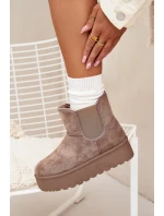 Damskie Śniegowce Z Elastyczną Wstawką Khaki Kiora