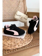 Dětské sportovní boty s přezkou Černo růžové Perrin Dětské sportovní boty s přezkou Černo růžové Perrin