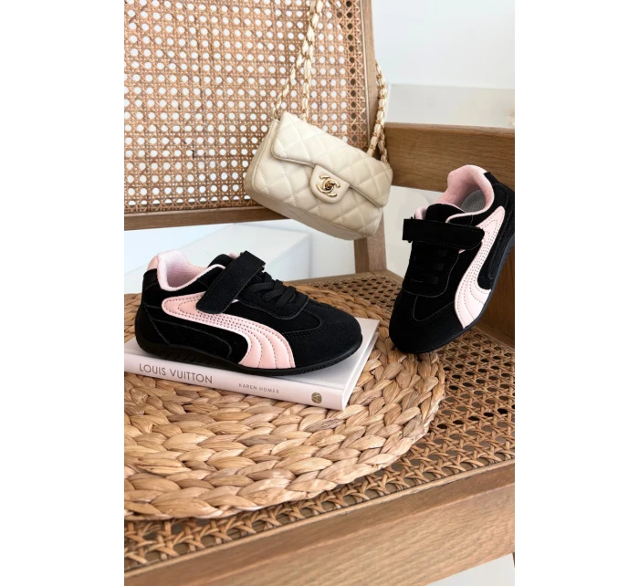 Dětské sportovní boty s přezkou Černo růžové Perrin Dětské sportovní boty s přezkou Černo růžové Perrin