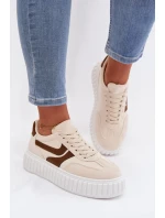 Dámské tenisky na platformě s eko béžové model 21997803 - Boto