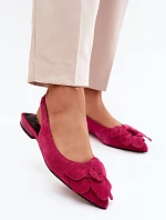 Kožené semišové sandále na podpätku s ozdobným kvetom Vinceza 66951 Fuchsia