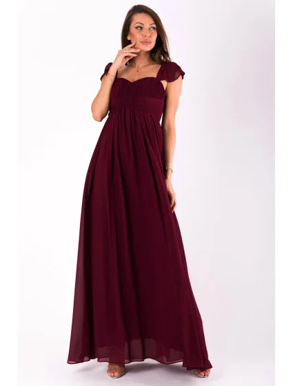 Dámske šaty EVA & LOLA s rukávom dlhé bordó - Bordová / S - EVA & LOLA