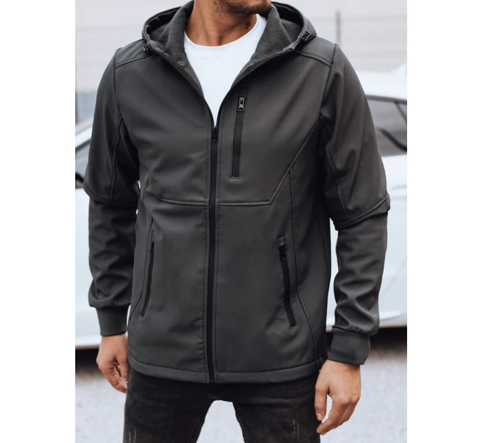 Pánská přechodná softshellová bunda s kapucí tmavě šedá Dstreet model 21980028 - FashionStreet Pánská přechodná softshellová bunda s kapucí tmavě šedá Dstreet model 21980028 - FashionStreet