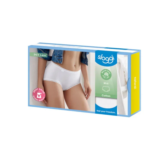 Dámské kalhoty Sloggi 24/7 Cotton Lace Midi bílé