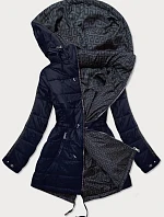 Tmavo modro-grafitová obojstranná dámska bunda (W556-1)