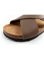 Bio Bio boty pánské žabky model 22202690 z přírodní kůže hnědé Bio Bio boty pánské žabky model 22202690 z přírodní kůže hnědé
