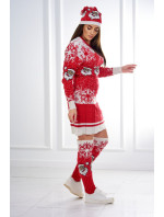 Vianočný set 1005 sveter + čiapka + podkolienky červené
