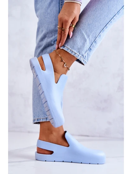 Modne Gumowe Chodaki Niebieskie Meriko