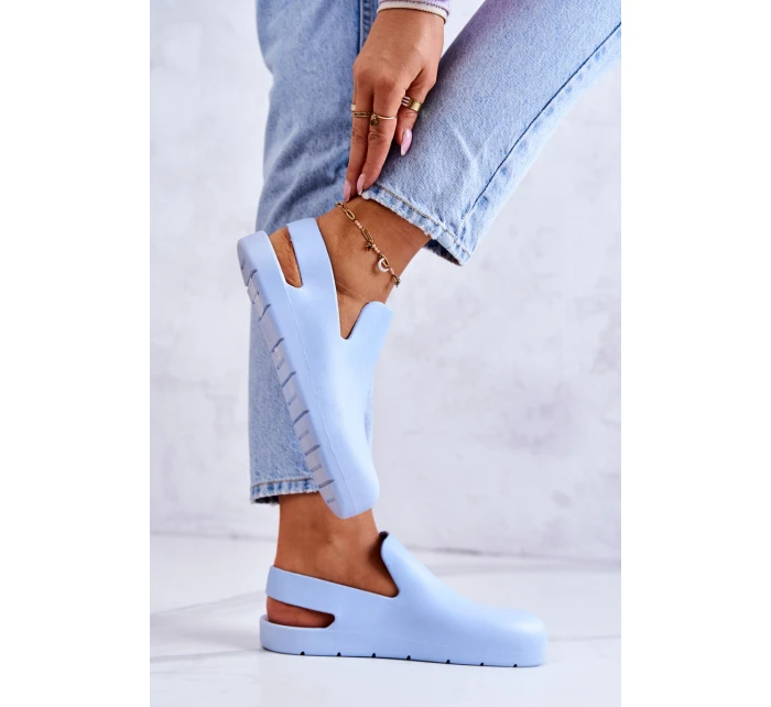 Modne Gumowe Chodaki Niebieskie Meriko