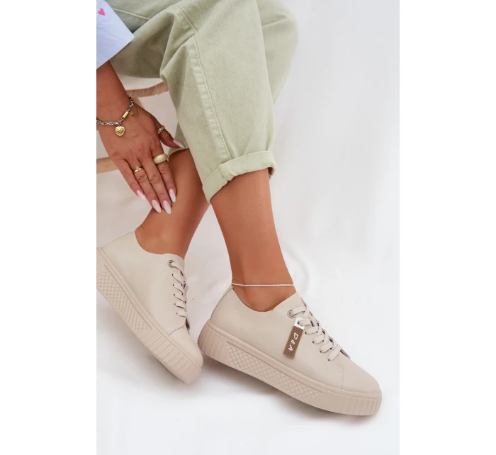 Dámské tenisky z pravé kůže D&A GR61-5591 Béžové