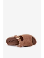 Dámske kožené sandále na platforme so zlatou prackou Camel Zemela