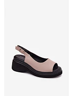 Kožené sandály na platformě Vinceza Béžové