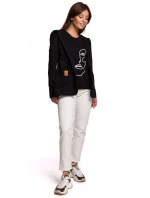 B180 Blejzer s kapucňou z bavlneného úpletu - čierny