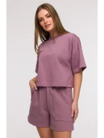 B294 Orezaná mikina s krátkym rukávom - heather