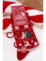 Pánske vianočné ponožky s motívom mačky a stromčeka - červené Pánske vianočné ponožky s motívom mačky a stromčeka - červené