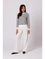 Dámský svetr s ozdobnými knoflíky model 20584320 model 1 Ecru s černou - BeWear Dámský svetr s ozdobnými knoflíky model 20584320 model 1 Ecru s černou - BeWear