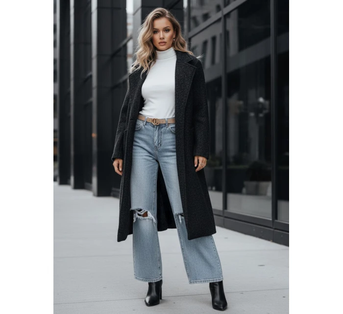 Dámský dlouhý kabát z ovčí kůže černý Dstreet model 21994154 - FashionStreet